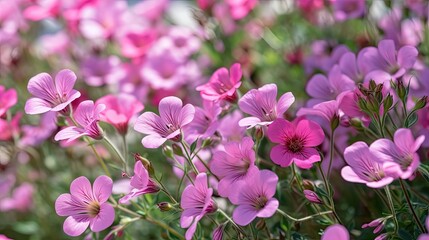 Beauty of Nature in Full Bloom: Pink Flowers in the Garden Background, Generative AI