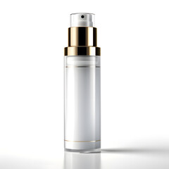 A commercial photo of white cosmetic bottle based on generative AI
