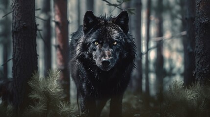 \Wolf in the Woods made with Generative AI Technology
