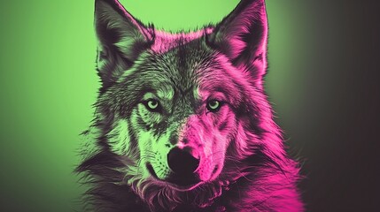Duotone Portrait of a Wolf made with Generative AI Technology