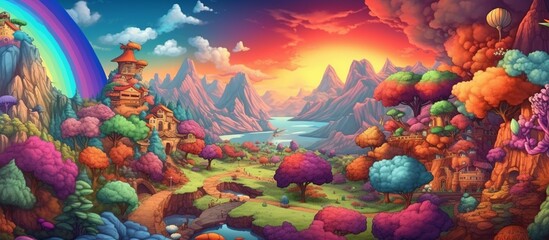 Fototapeta na wymiar A beautiful colorful background. Fantasy context. Illusion. Happy. Dreammy, Wonderland. Create with generative ai.