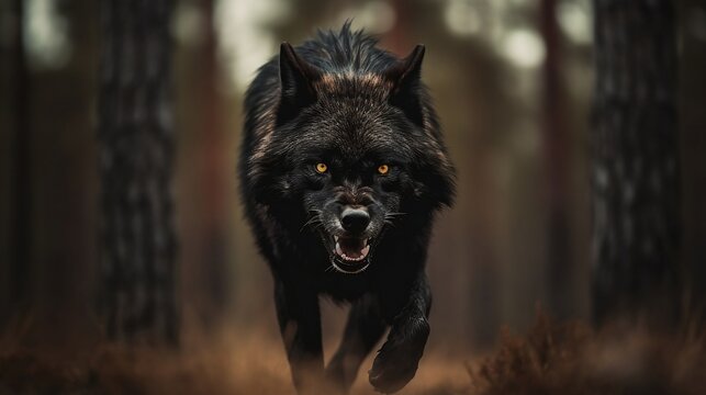 Angry Black Wolf made with Generative AI Technology 