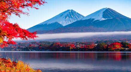 beautiful scenery of mount fuji in japan