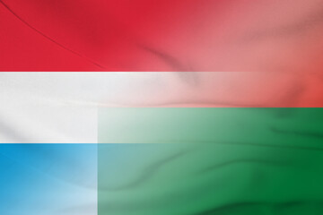 Fototapeta premium Luxembourg and Madagascar national flag transborder contract MDG LUX