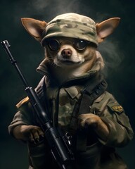Chihuahua scout soldier, generative ai