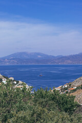 Top view of the island Hydra, a Greek island 
