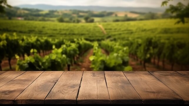 A beautiful wooden background to promote winery. Generative AI.