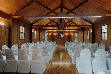 Closeup shot of white chairs in the beautiful restaurant