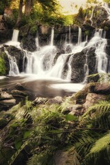 Obraz premium Long exposure of the waterfalls in Rottle, Sweden
