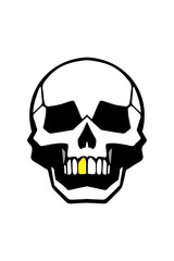 illustration of a skull with gold tooth