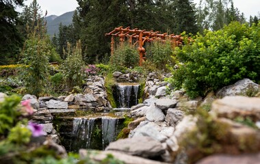 Fototapeta na wymiar Enchanting Cascade of Time Garden in Banff, Canada