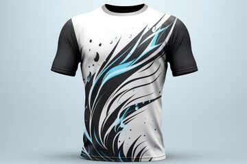 Black and white shirt sport jersey design for mockup, Generative Ai.