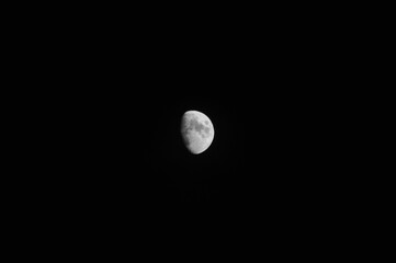 Scenic view of the full moon in the dark sky during nighttime