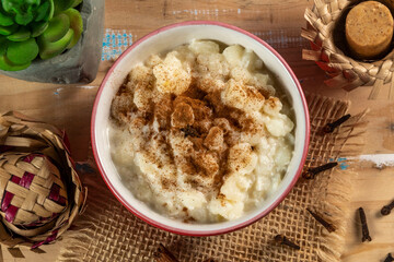 cup of canjica, typical food consumed in the Brazilian Festa Juninas