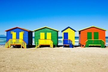 Colorful wooden beach huts
