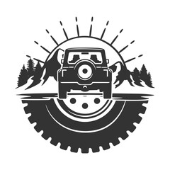 Off Road Wheel Illustration Clip Art Design Shape. 4x4 Mountain Vehicle Silhouette Icon Vector. © josepperianes