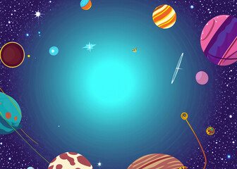 Naklejka premium abstract outer space wallpaper, cosmos or space background in cartoon style created with generative ai technology