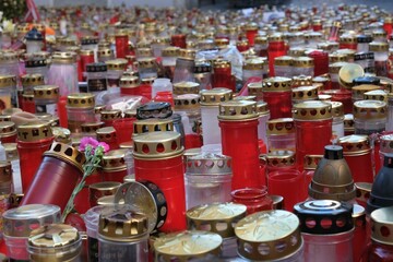 Burned out candles inner city Vienna Terror 2020