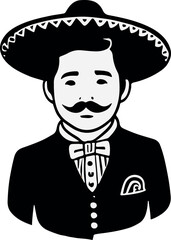 A black and white mexican mariachi