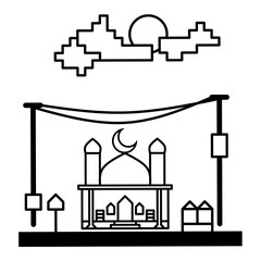 Mosque and enviroment illustration icon