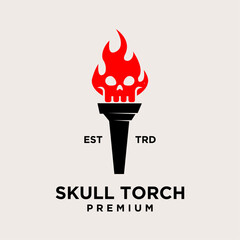 Torch skull face Logo icon design illustration