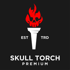 Torch skull face Logo icon design illustration
