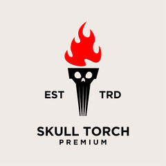 Torch skull face Logo icon design illustration