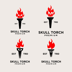 Torch skull set Logo icon design illustration
