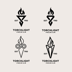 Torch infinity set Logo icon design illustration