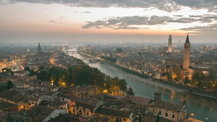 Obraz premium Aerial view of the beautiful city of Verona located in Northern Italy