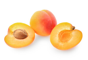 Naklejka na ściany i meble Ripe apricots isolated on white background