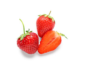 Fresh strawberries on white background