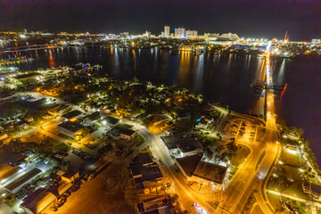 Fototapeta na wymiar Aerial drone photo of Daytona Beach, Florida at night