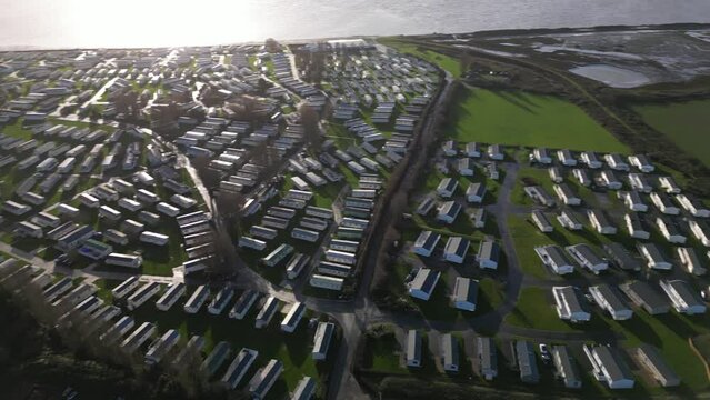 Drone footage flying over Coopers Beach Holiday Park, Mersea Island.