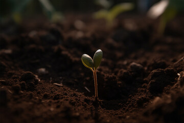 a seed growing in the ground