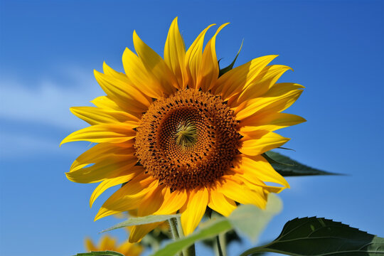 Sunflowers photo against the sky