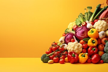 vegetables on a yellow background, ai generated