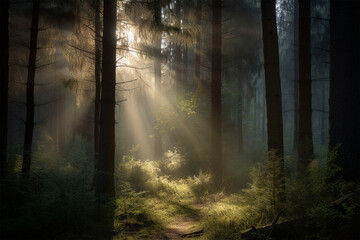 forest background with sunshine