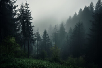 Fototapeta na wymiar foggy forest background