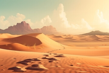Plakat footprints in the desert background