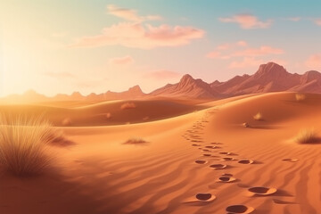Fototapeta na wymiar footprints in the desert background