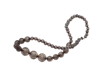Precious jewel bead style necklet fly in air. Precious Jewelry bead necklace as gemstone for fashion ornament decorative items. Fashion ornament necklace to add more style. White background isolated