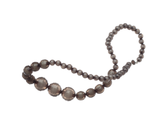 Precious jewel bead style necklet fly in air. Precious Jewelry bead necklace as gemstone for fashion ornament decorative items. Fashion ornament necklace to add more style. White background isolated