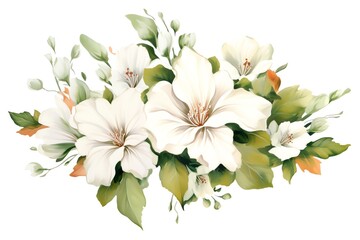 bouquet of white flowers on white background