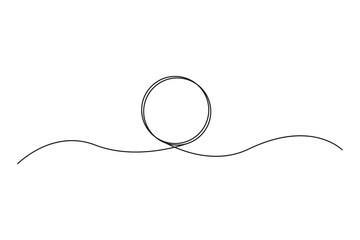 Continuous line drawing of round frame. One line icon of frame. Vector illustration. stock image.
