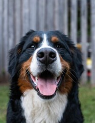 Closeup of a beautiful dog with happy face looking at the camera