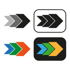 Growing triple right arrows. Vector illustration. stock image.