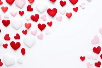 red hearts background on white