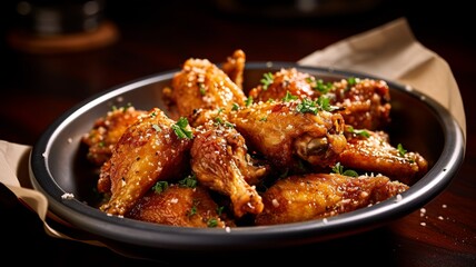 Fototapeta premium Garlic Parmesan Wings: Buttery and Cheesy Bliss