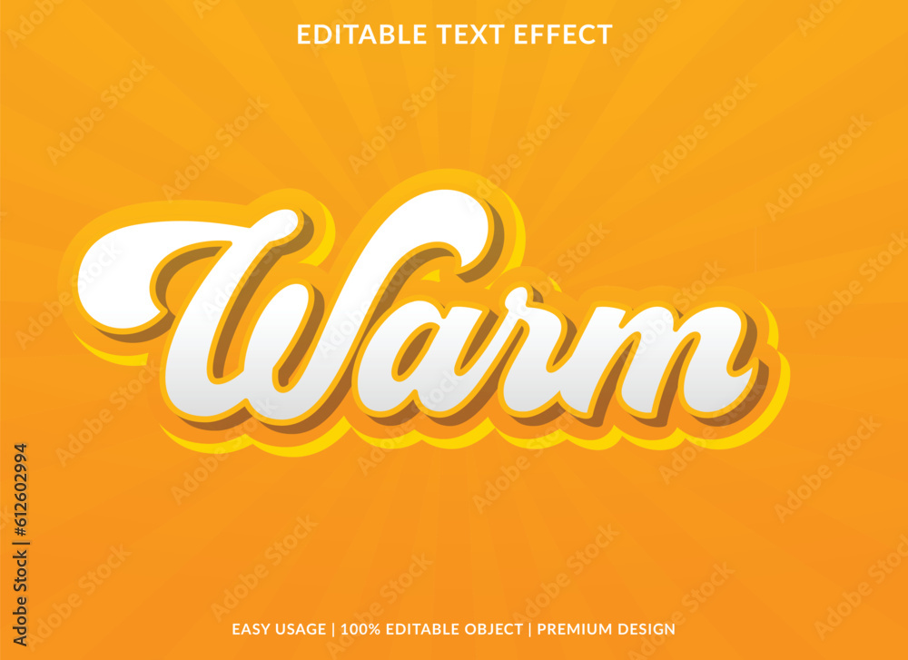 Poster warm editable text effect template with abstract background and 3d style use for business brand and 